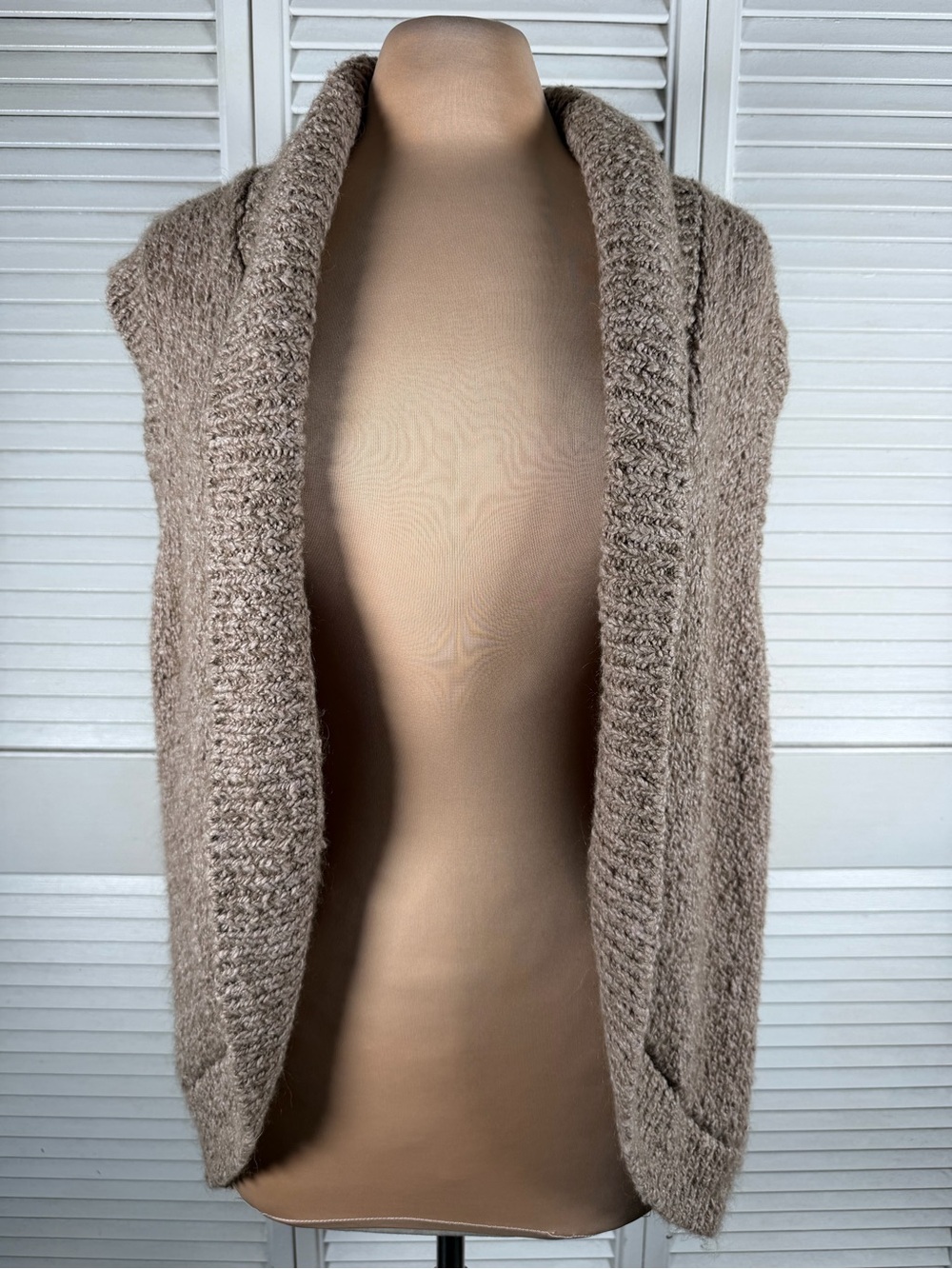 Aerie Open Front Sweater Vest Shawl Collar Alpaca Mohair Blend L/XL